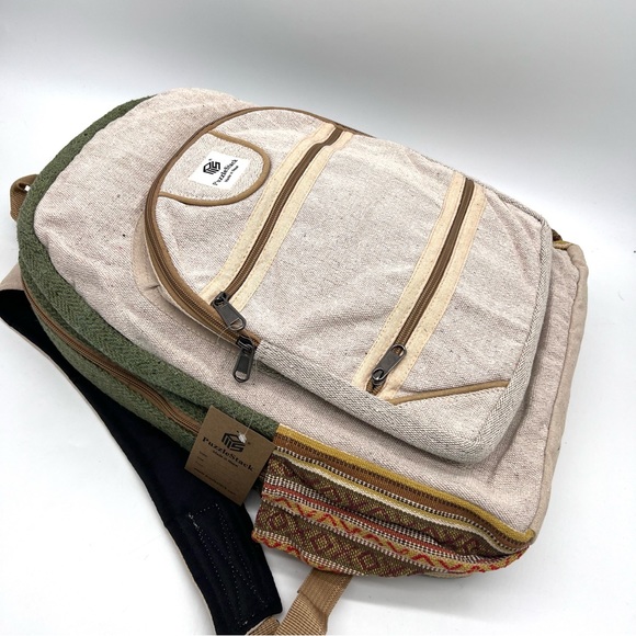 Handmade Hemp Cotton Multi-pocket Backpack - Picture 4 of 10